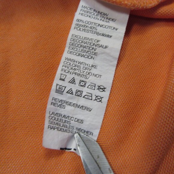 IZOD Mens Polo Shirt Medium Orange Golf Tee Logo Short Sleeve Classic Fit Cotton - Picture 5 of 8